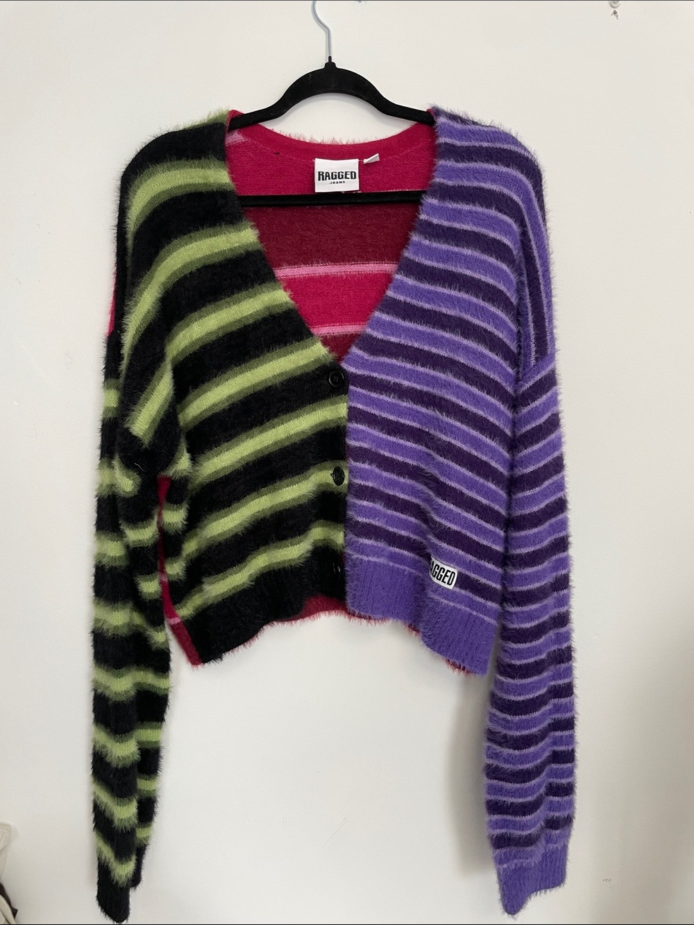 Urban outfitters Striped fuzzy Women's Sweater - Purple/Green/Pink